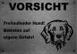 Preview: Edelstahl Warnschild Flat Coated Retriever VORSICHT Freilaufender Hund! Betreten auf eigene Gefahr!